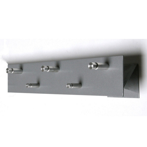 Deskin Wandgarderobe mit 5 Rundhaken silbermetallic, silbermetallic, H 90 x B 500 mm, 268351