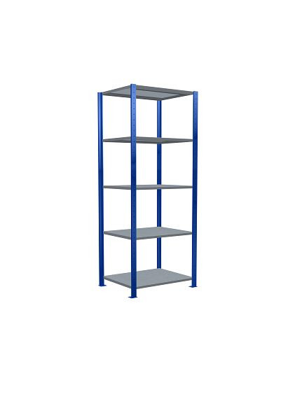 Schulte Grundregal, Steckregal MULTIplus150, 2000 x 750 x 600 mm, 5 Fachböden, Kreuzstrebe, RAL 5010 enzianblau/verzinkt, 12760-75-B