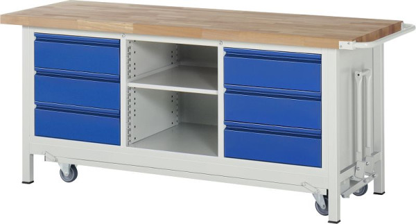 RAU Werkbank mit Fahrgestell 8581I2, B2000xT700xH880mm, 6xSchublade-TA, 05-8581I2-207R4F.11