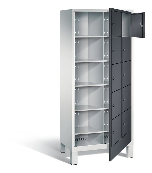 C+P Wäsche-Sammelschrank Evolo, H1850xB810xT500mm, Farbe: Lichtgrau / Schwarzgrau, 48060-205 S10146