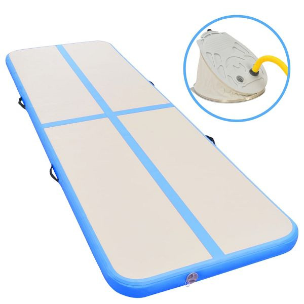 vidaXL Aufblasbare Gymnastikmatte mit Pumpe 500x100x10 cm PVC Blau, 91919