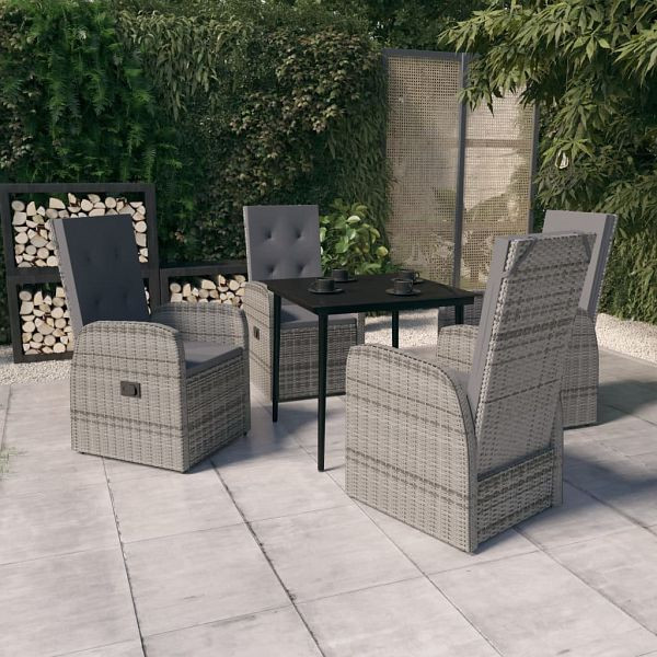 vidaXL 5-teilig Garten-Essgruppe mit Kissen Grau, 3099486