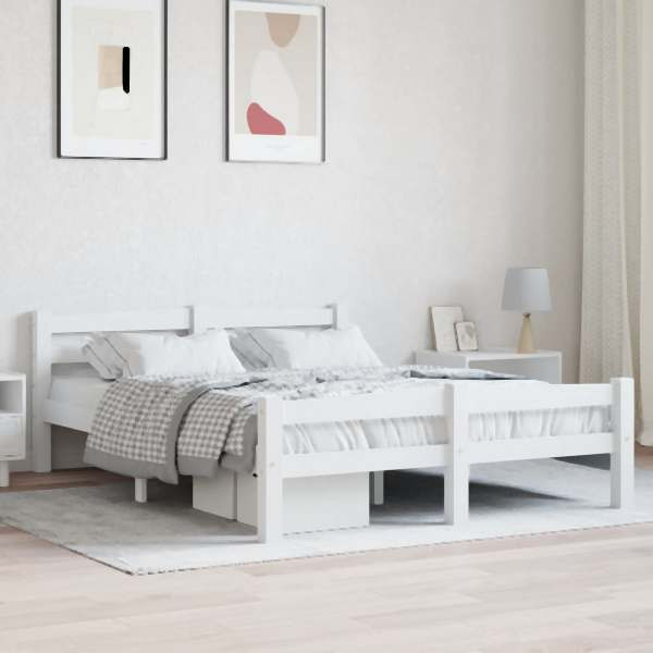 vidaXL Massivholzbett Weiß Kiefer 120x200 cm, 322070, 8720286327371