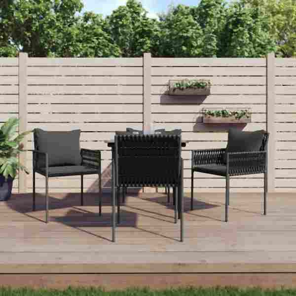 vidaXL 5-tlg. Garten-Essgruppe mit Kissen Poly Rattan und Stahl, 3187052