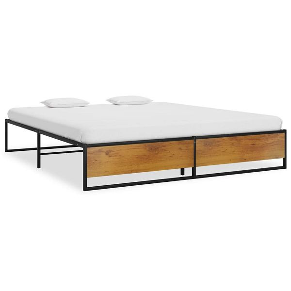 vidaXL Bettgestell Schwarz Metall 140x200 cm, Material: Pulverbeschichtetes Metall, melaminbeschichtetes MDF, 324816