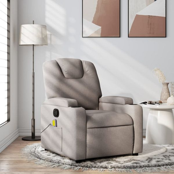 vidaXL Massagesessel Taupe Stoff, Top-Qualität, Sperrholz, 372385