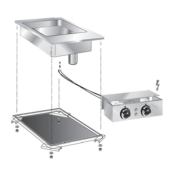 Gastro-Inox drop-in Multifunktions-Kasserolle, 40cm mit Anschlusskasten, 160.550