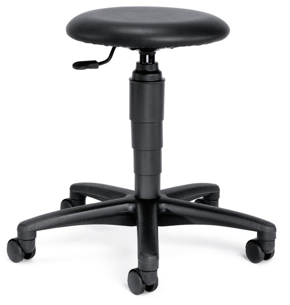 Deskin Arbeitsdrehhocker TEC 60, Fußkreuz Polyamid schwarz mit Rollen, Bezug Lederimitat, Farbe schwarz, 219748