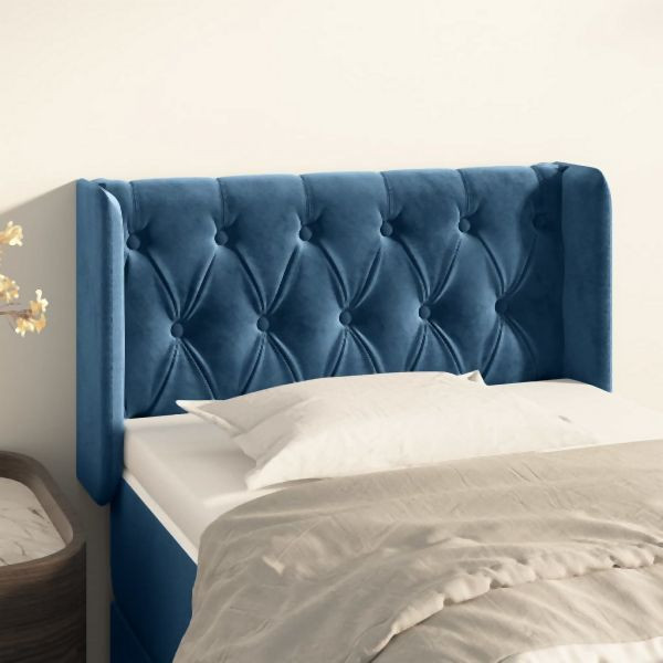 vidaXL Kopfteil mit Ohren Dunkelblau 83x16x78/88 cm Samt, 3119138