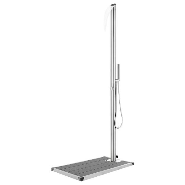 vidaXL Gartendusche mit Grauer Bodenplatte 225 cm Edelstahl, 3070795