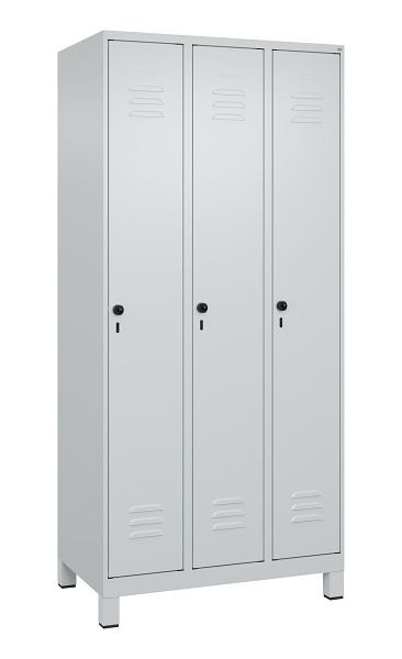 C+P Umkleidespind Classic PLUS, Füße, 3 Abteile, 1950x900x500mm, 7035/7035, Drehriegel, 080010-30 S10009