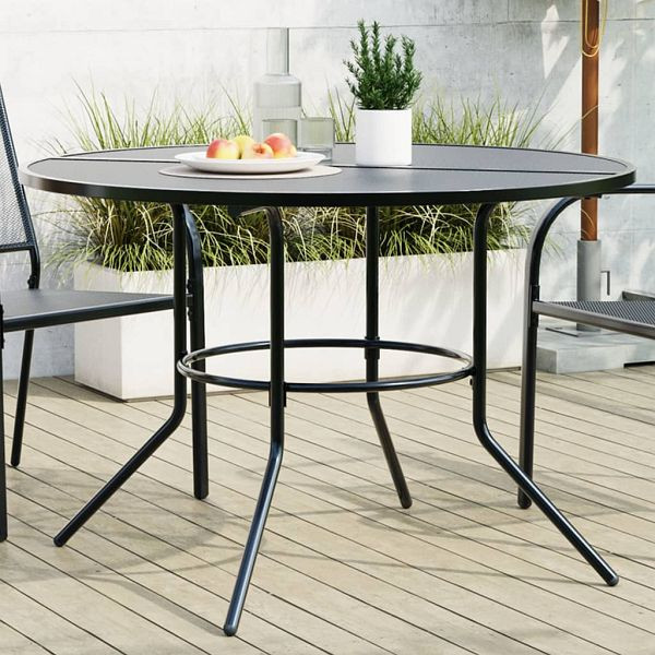 vidaXL Terrassentisch Rund Anthrazit Pulverbeschichteter Stahl, 4009264