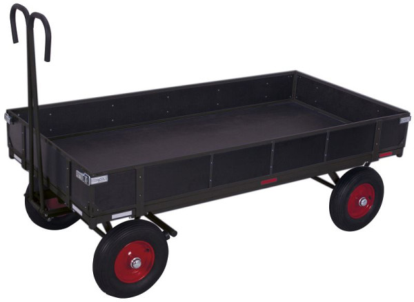 VARIOfit Handpritschenwagen mit Bordwand, Außenmaß: 2.080 x 1.030 x 1.340 mm, RAL 7016 anthrazitgrau, Radsatz: Luftbereifung, zu-15202/AG