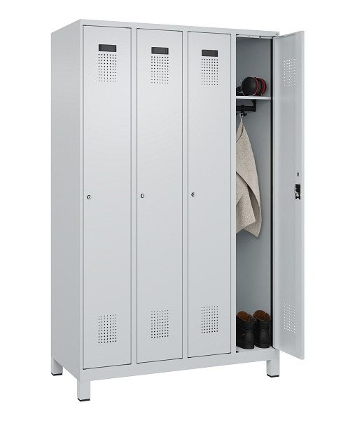 C+P Spind Evolo PLUS, mit Füßen, 4 Abteile, 1950x1200x500mm, 7035/7035, Verschluss Zylinderschloss, Ablageböden 4, 049010-40 S10040