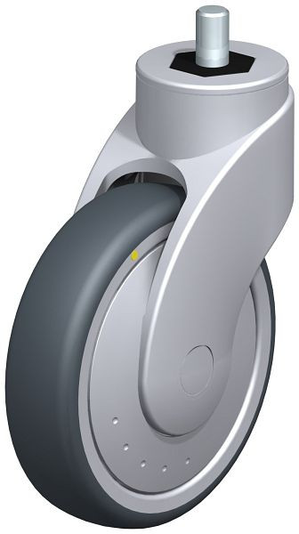Blickle LWGE-TPA 126K-ELS-FK-GS12 Kunststoff-Lenkrolle WAVE mit Gewindestift, Thermoplastisches Gummi-Elastomer, Grau, 746391