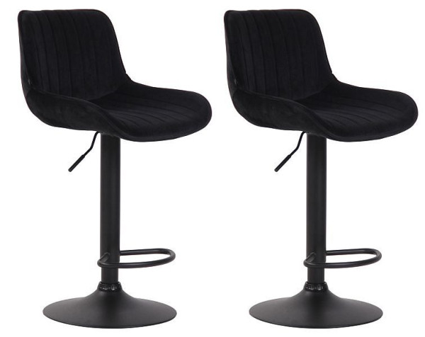 CLP Barhocker Lentini Samt schwarz, schwarz, VE: 2 Stück, 320598