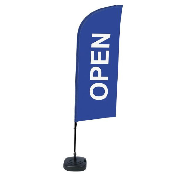 Showdown Displays Beachflag Alu Wind Komplett-Set Geöffnet Blau Englisch ECO, BFAW310-WT21-I57ECO