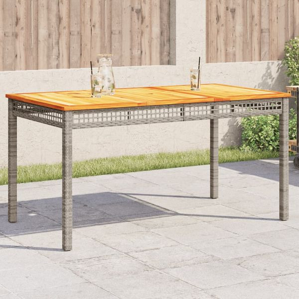 vidaXL Gartentisch Grau 140x80x75 cm Poly Rattan Akazienholz, 366277