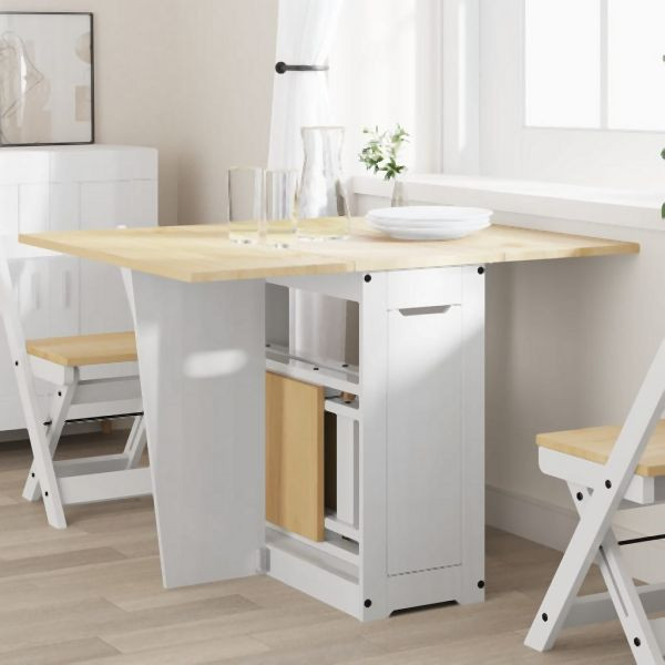 vidaXL Butterfly-Esstisch Klappbar Corona Weiß Massivholz Kiefer, 4013435