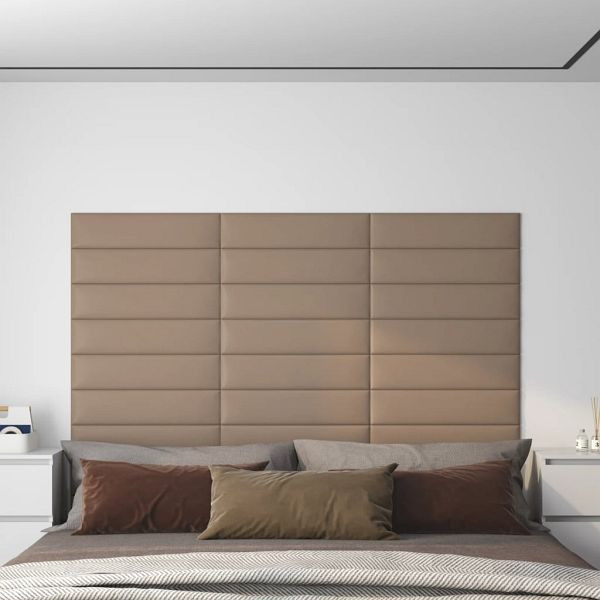 vidaXL Wandpaneele 12 Stück Cappuccino-Braun 60x15cm Kunstleder 1,08 m², 343831