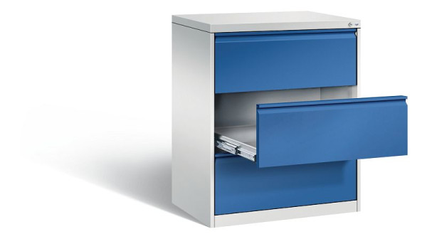 C+P Karteischrank Acurado, H1045xB787xT590mm, Farbe: Lichtgrau / Enzianblau, Griffleiste, 12923-322 S10028