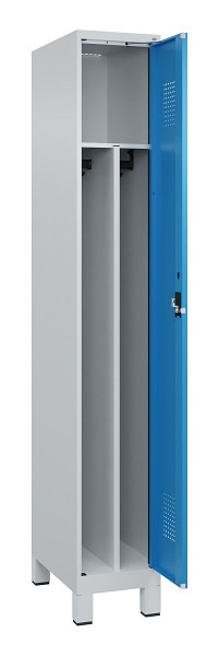 C+P Spind Evolo PLUS, mit Füßen, 1 Abteil, 1950x300x500mm, 7035/5012, Verschluss Zylinderschloss, 049010-10F S10034