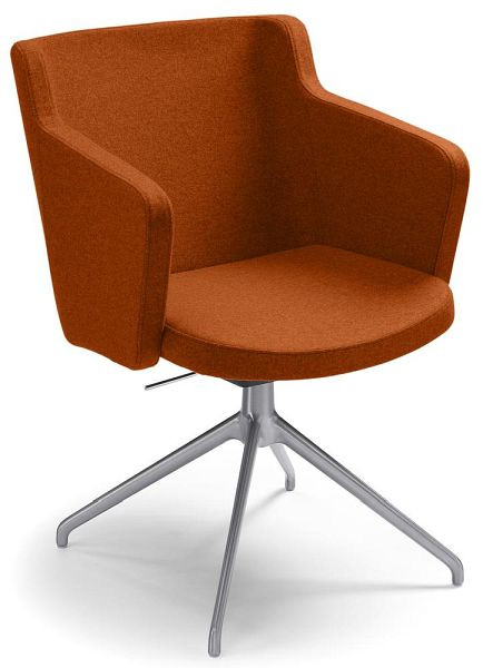 Deskin Konferenzstuhl SITNESS MEETING 1.0, Gestell Aluminium matt mit Polyamid-Gleitern, Stoff Filz L orange, 287812