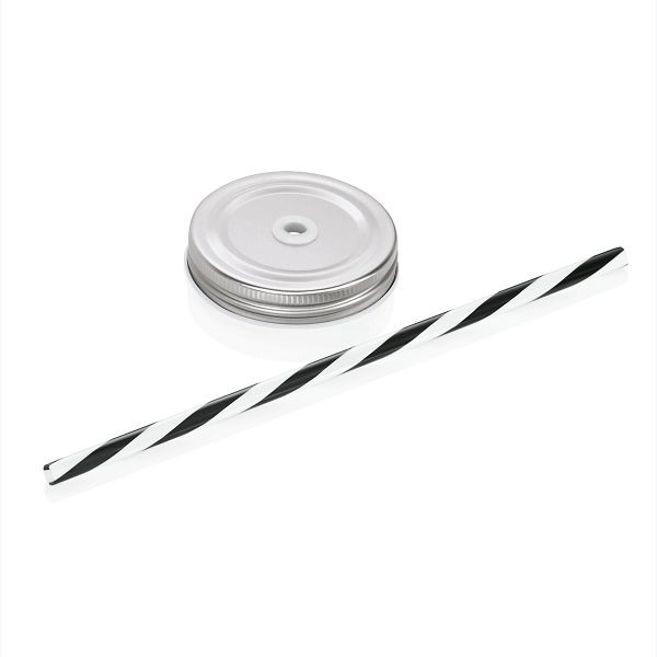 WAS Caro Deckel mit Trinkhalm, silber, Weißblech, VE: 6 Stück, 1789445