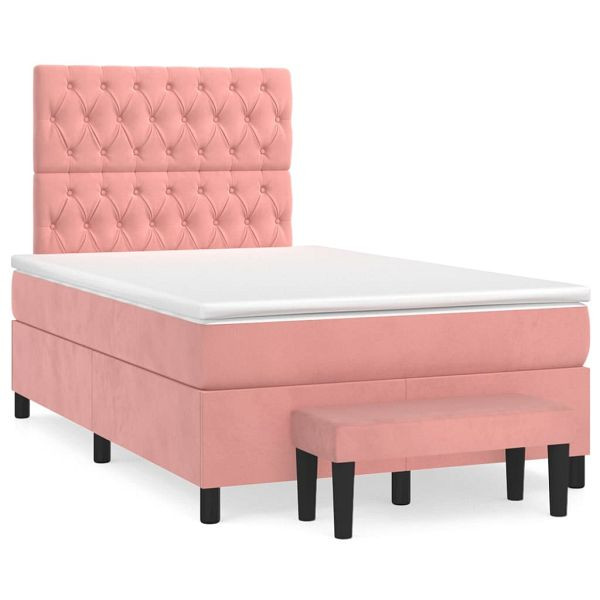 vidaXL Boxspringbett mit Matratze Rosa 120x190 cm Samt, 3270492