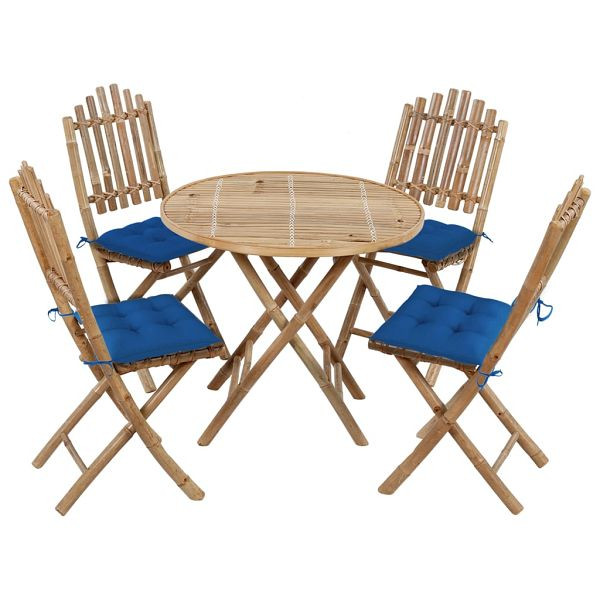 vidaXL 5-teilig Garten-Essgruppe mit Kissen Klappbar Bambus, 3063985