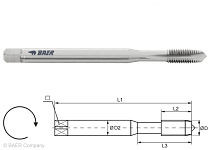 BAER HSSE Maschinengewindebohrer Form B - 100 mm - M 4 x 0,7, 110414002