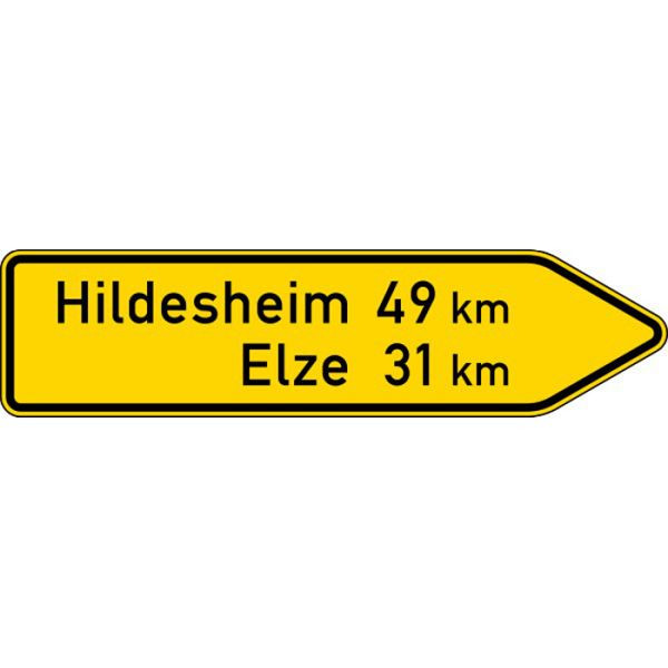 Stein HGS Verkehrszeichen StVO, Pfeilwegweiser auf sonstigen Straßen, rechtsweisend, einseitig Nr. 418-20, 1500mm /RA1/Flachform 3mm, Höhe: 450 mm, zweizeilig, 418-20-4-313