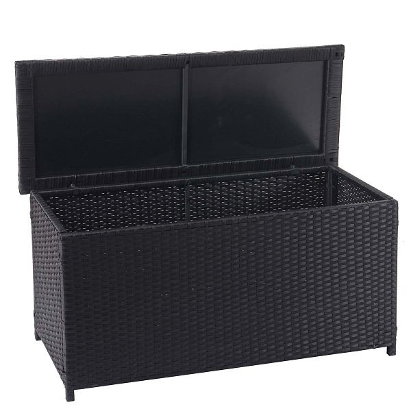 Mendler Poly-Rattan Kissenbox HWC-D88, Gartentruhe Auflagenbox Truhe, Basic schwarz, 63x135x52cm 320l, 64571