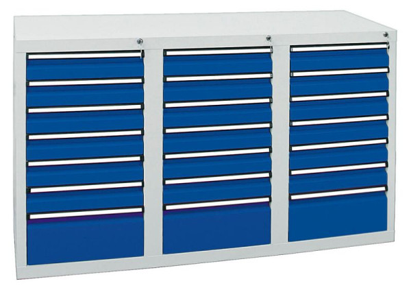 stumpf Schubladenschrank Serie STS 410, RAL 7035/5010, 21 Schubladen (18x100, 3x200 mm), 7103274