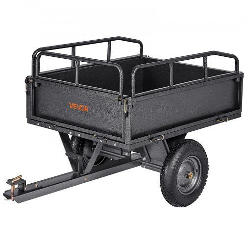 VEVOR Kippanhänger 226,79 kg, ATV-UTV 142x76x70 cm, 35,56 cm Reifen, Hand- oder Fußpedal, für Rasenmähertraktoren, HYTCHSTPK10CJT946001V0