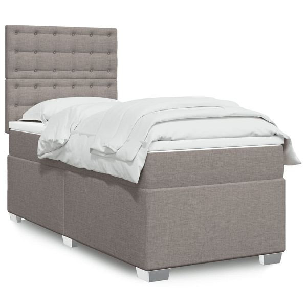 vidaXL Boxspringbett mit Matratze Taupe 90x190 cm Stoff, 3292661
