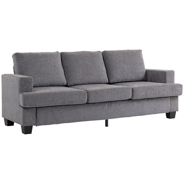 HOMCOM 3-Sitzer-Sofa, Wohnzimmersofa für 3 Personen, Stoffbezug, Stahlrahmen, Polstersofa, Grau, 83B-368V01GY