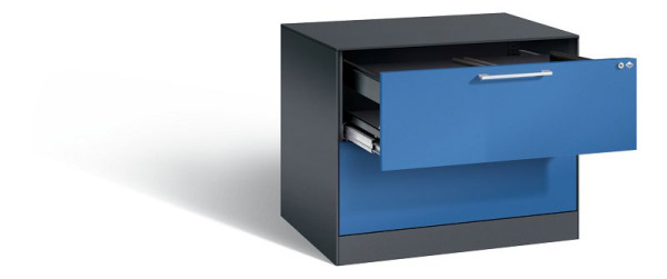 C+P Hängeregistraturschrank Asisto, H710xB800xT600mm, Farbe: Schwarzgrau / Enzianblau, Bügelgriff, 146273-212 S10086