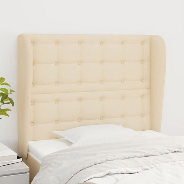vidaXL Kopfteil mit Ohren Creme 83x23x118/128 cm Stoff, 3118369