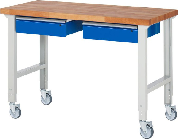 RAU Fahrbare Werkbank (höhenverstellbar) 7002A1, 1500x700x950-1000mm, 4 Lenkrollen, 05-7002A1-157B4H4.11