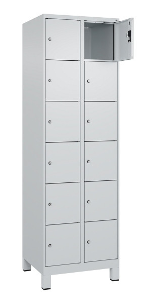 C+P Schließfachschrank Evolo PLUS, mit Füßen, 12 Fächer, 1950x600x500mm, 7035/7, Frontfarbe RAL 7035 Lichtgrau, 049010-206 S10013