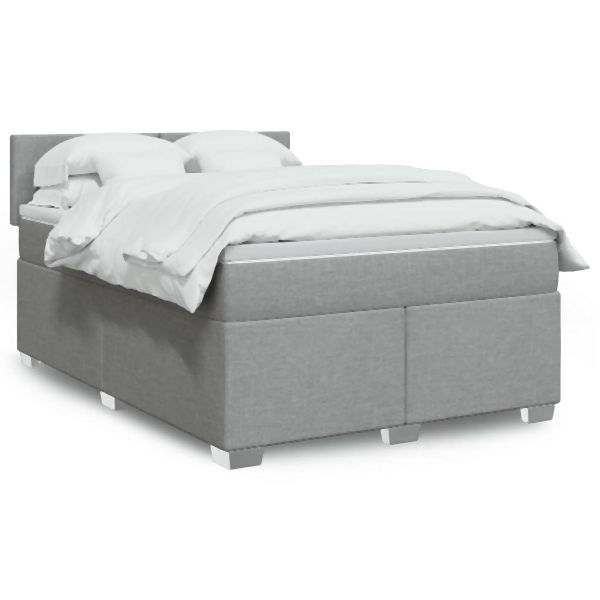 vidaXL Boxspringbett mit Matratze Hellgrau 160x200 cm Stoff, 3288232