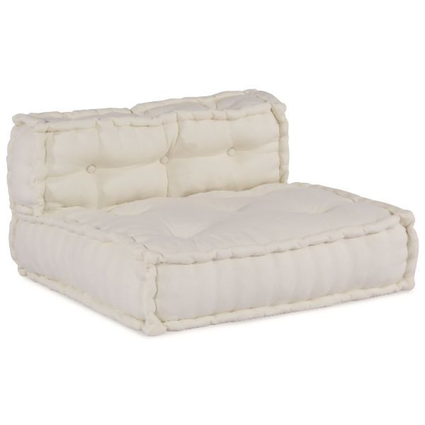 vidaXL Modulare Poufs 3er Set Creme, aus Baumwollstoff, 3315062