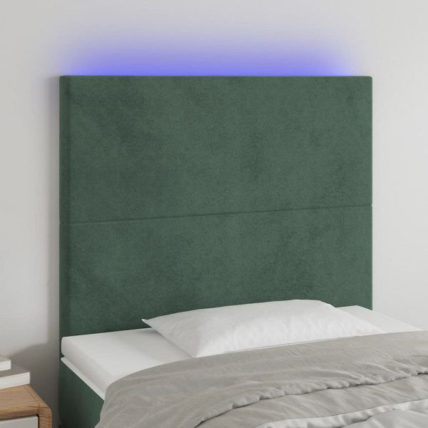 vidaXL LED Kopfteil Dunkelgrün 100x5x118/128 cm Samt, 3122189