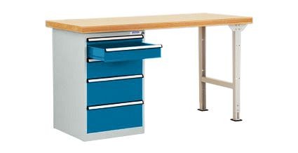 Manuflex Werkbanksystem COMBI Modell 1 mit Multiplexplatte, BxTxH = 1500 x 700 x 840 mm, lichtgrau/brillantblau, TP5086.0002