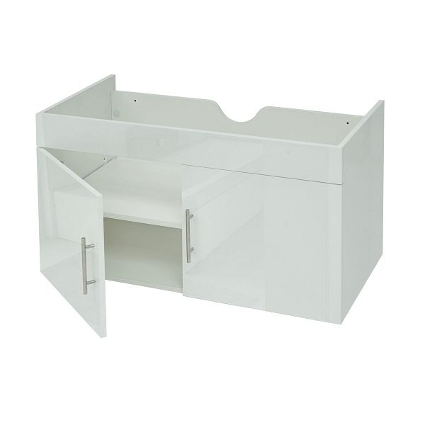 Mendler Waschbeckenunterschrank HWC-D16, Waschtischunterschrank Waschtisch Unterschrank Badmöbel, FSC® hochglanz 90cm, weiß, 62242