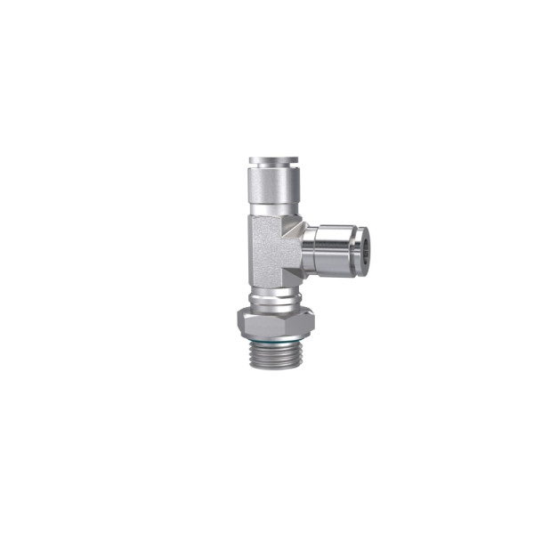 Riegler T-Steckverschraubung, L-Form, drehbar, G 1/4, Schlauch-Ø 10, ES, 135216