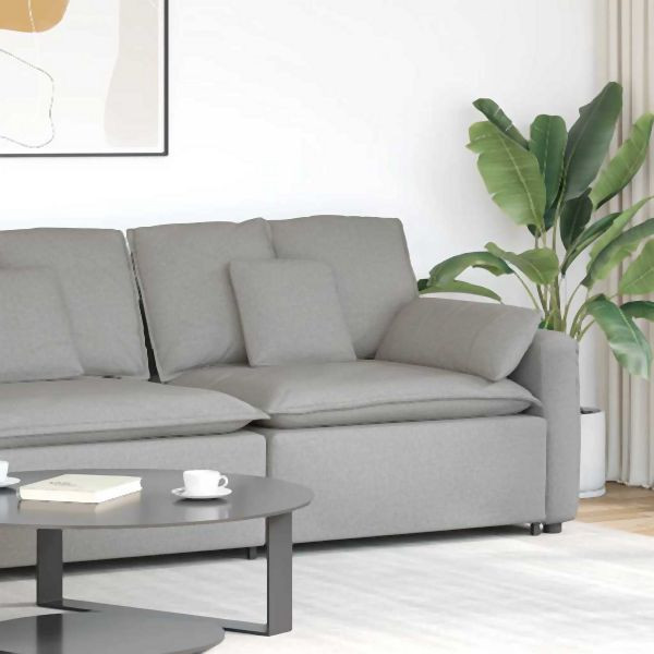 vidaXL Modulares Sofa Endmodul mit Armlehne Kissen Wolkengrau 100 cm, 4104396