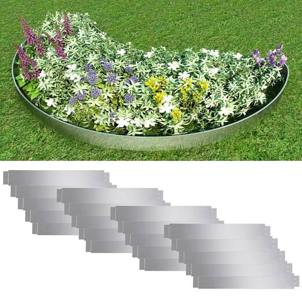 vidaXL Flexible Rasenkante 20-er Set verzinkter Stahl 100x14 cm, 271784