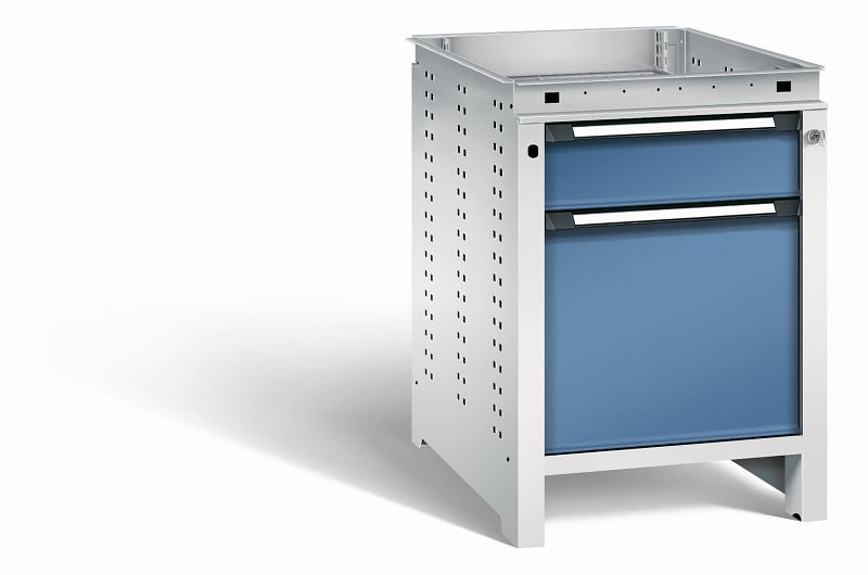 Otto Kind Werkbank Serie function Typ 105, ohne Platte, Unterbau mit Zentralverschluss, Gehäuse RAL 7035, Front RAL 5023, 072322364